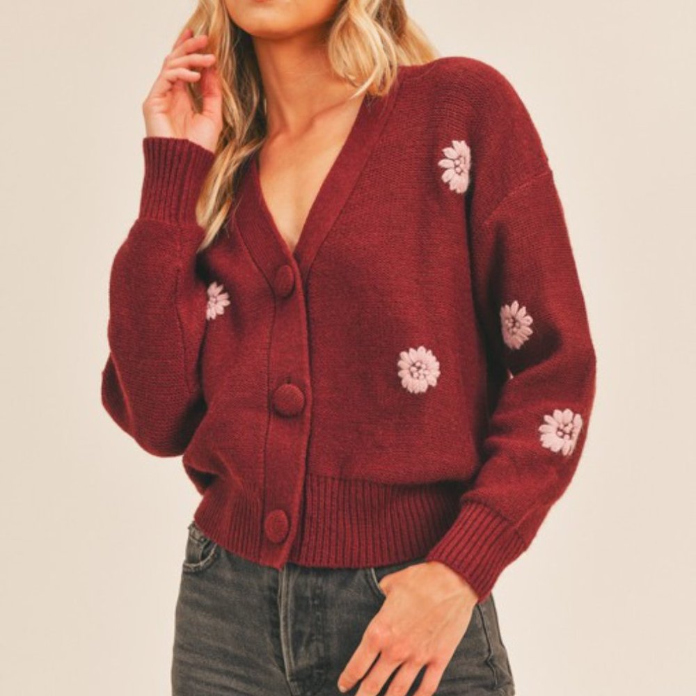 NWT Floral  Embroidered Cardigan Sweater - Picture 9 of 10